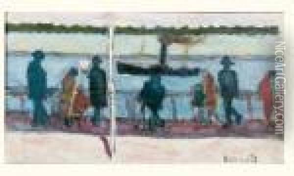 La Promenade Au Bord De La Riviere Oil Painting - Pierre Bonnard