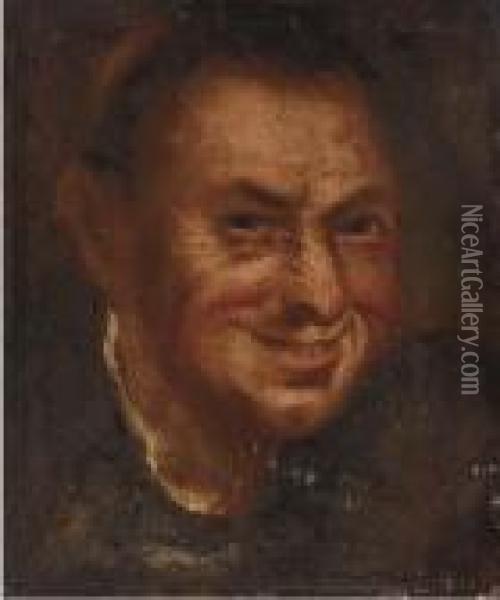A Laughing Man, Head-and-shoulders Oil Painting - Annibale Carracci