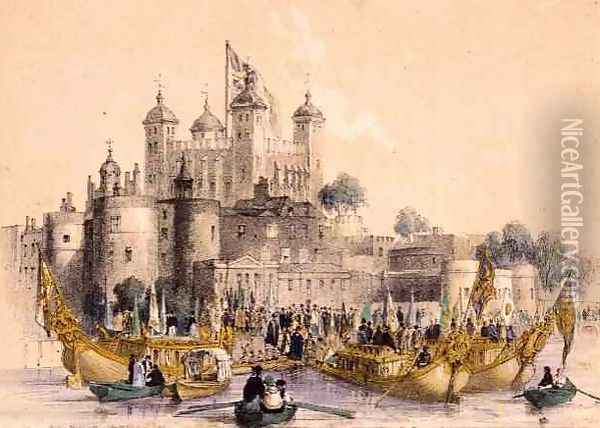Embarkation of the Right Hon. the Lord Mayor at the Tower of London Oil Painting - William Parrott