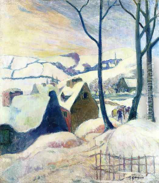 Village In The Snow Oil Painting - Paul Gauguin
