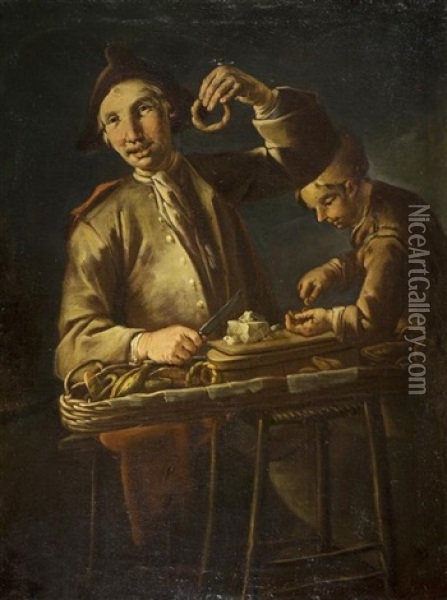 I Mangiatori Di Formaggio Oil Painting - Giacomo Francesco Cipper