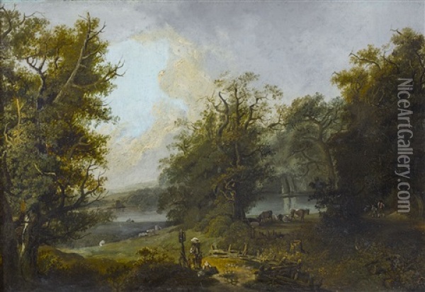 Pastorale Landschaft Oil Painting - Heinrich Johann Wuest