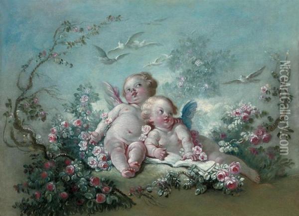 Spring, Or Deux Amours Oil Painting - Jean-Honore Fragonard