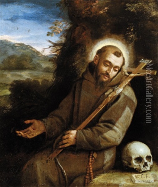 Der Heilige Franziskus; San Francesco Oil Painting - Annibale Carracci