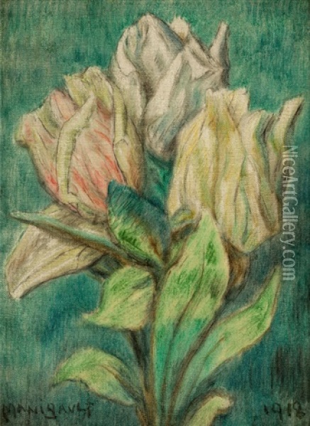 Three Roses Oil Painting - Edward Middleton Manigault