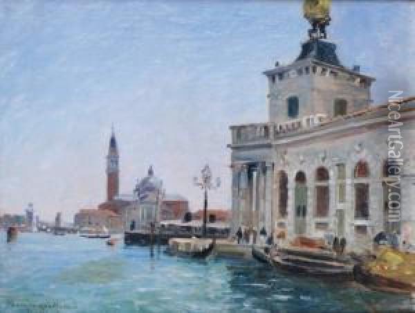 Venise, La Douane De Mer Et San Giorgio Oil Painting - Gaston-Marie-Anatole Roullet