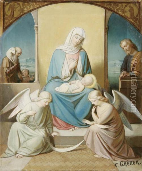 Adoration Of The Angels Oil Painting - Hermann Carl Siegumfeldt