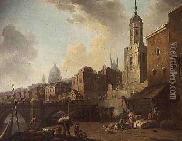 Fresh Wharf near London Bridge 1762 Oil Painting - William Marlow