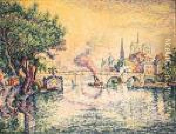 Le Pont-neuf (notre-dame De Paris Vue Du Pont-neuf) Oil Painting - Paul Signac
