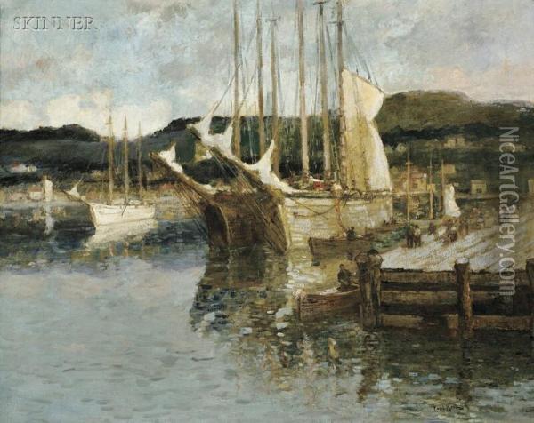Lunenburg Harbor/a Busy Harbor Oil Painting - Paul King