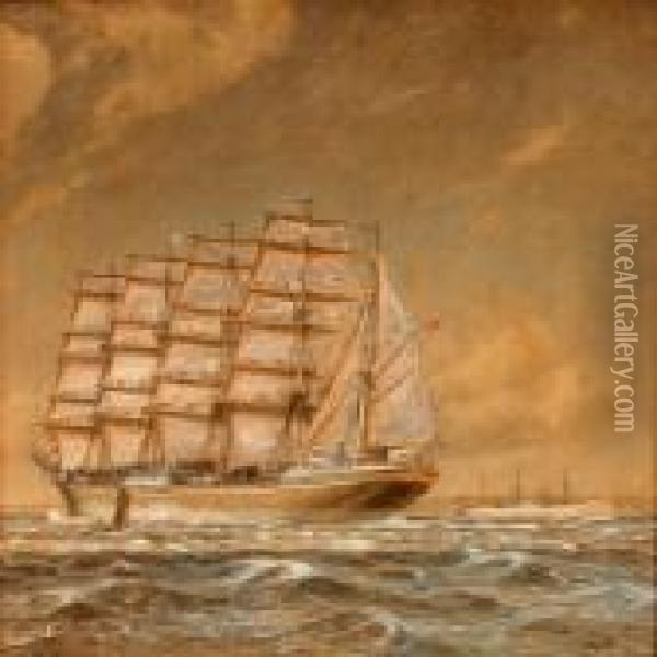 The Danish Training Ship Kobenhavn (copenhagen) Oil Painting - Christian Molsted
