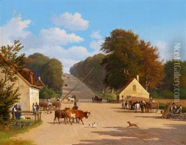 Summer's Day At Geel's Hill Near Holte North Of Copenhagen Oil Painting - Andreas Thomas Juuel