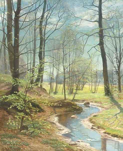 A Stream in the Woods Oil Painting - Christian Zacho