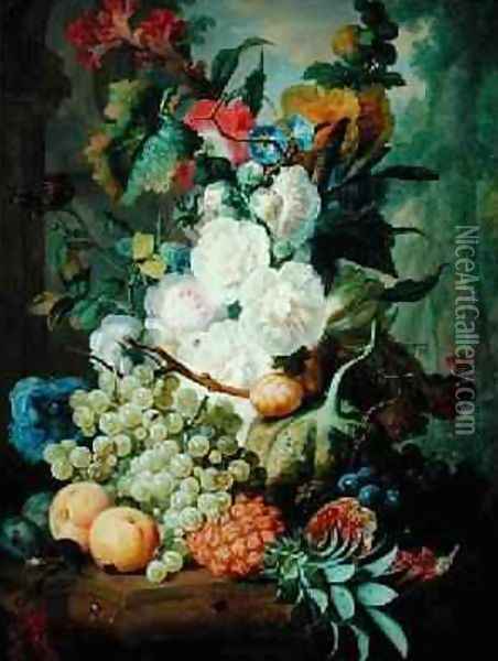 Fruits and Flowers Oil Painting - Jan van Os