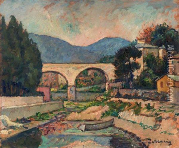 Paesaggio Con Ponte Oil Painting - Piero Marussig