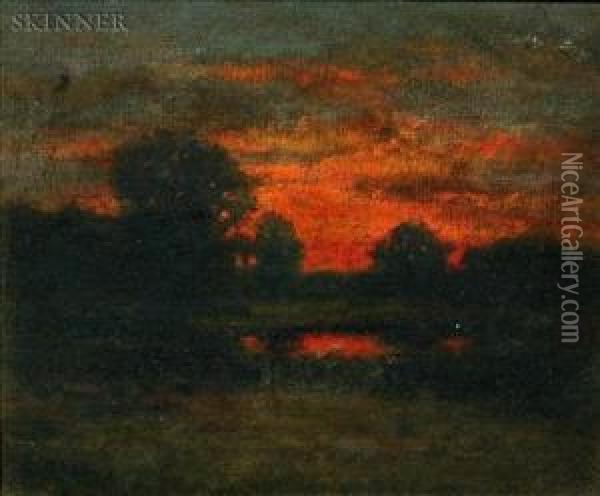 Sunset Landscape Oil Painting - George Arthur Hays