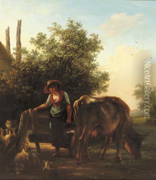 The Milkmaid Oil Painting - Simon Andreas Krausz