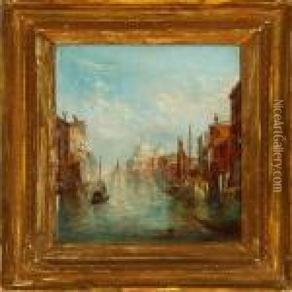 Two Canal Sceneriesfrom Venezia With Santa Maria Della Salute Oil Painting - Alfred Pollentine