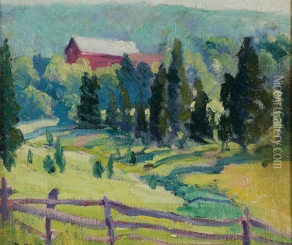 Landscape With Barn Oil Painting - Eunice Fais