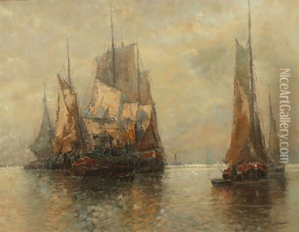 Segelboote Oil Painting - Otto Hammel