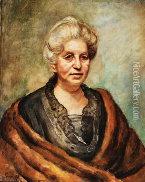 Portrait De Femme Oil Painting - Roman Kramsztyk