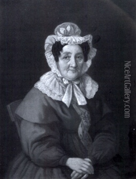 Portrait Of Lady In Blue Oil Painting - Johann Grund