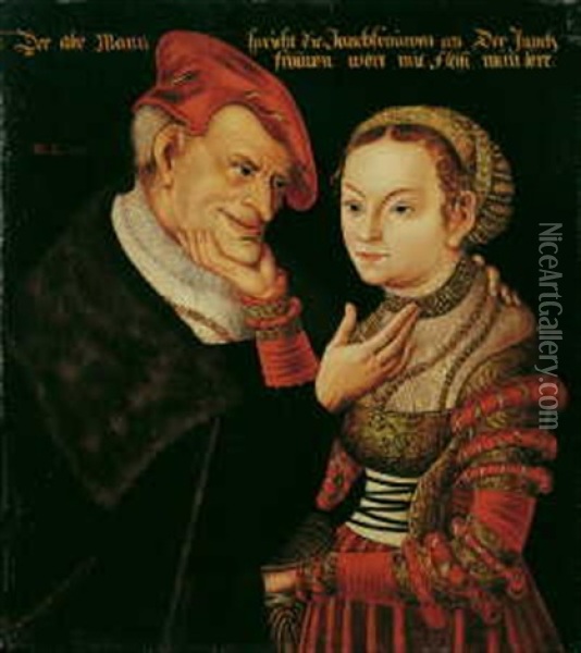 Das Ungleiche Liebespaar Oil Painting - Wolfgang Krodel the Elder