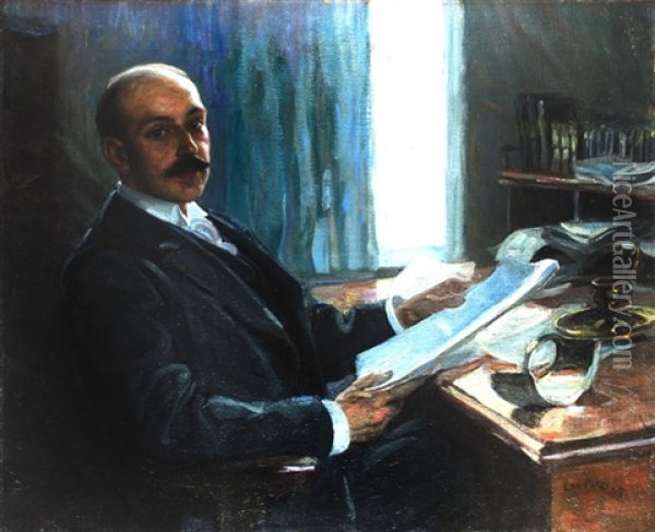 Portrait Des Landgerichtsrates Dr. Homann Oil Painting - Leo Putz