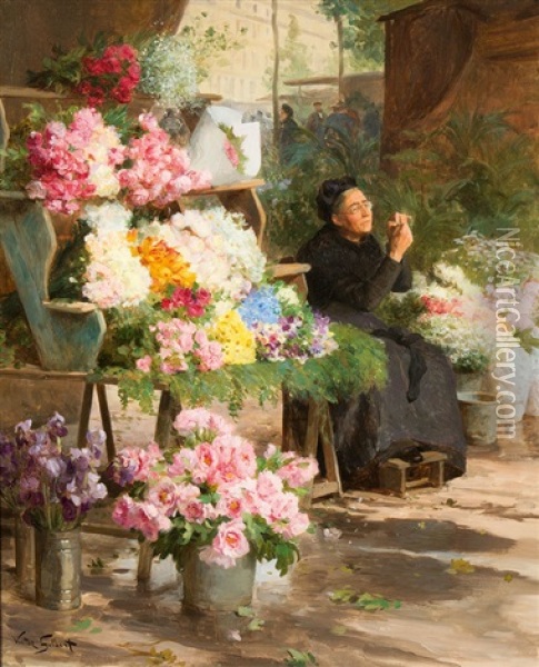Le Marchande De Fleurs Oil Painting - Victor Gabriel Gilbert