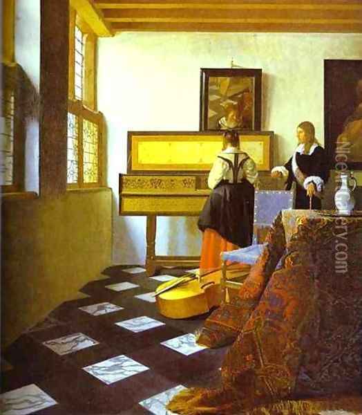 The Music Lesson 1662-1665 Oil Painting - Jan Vermeer Van Delft