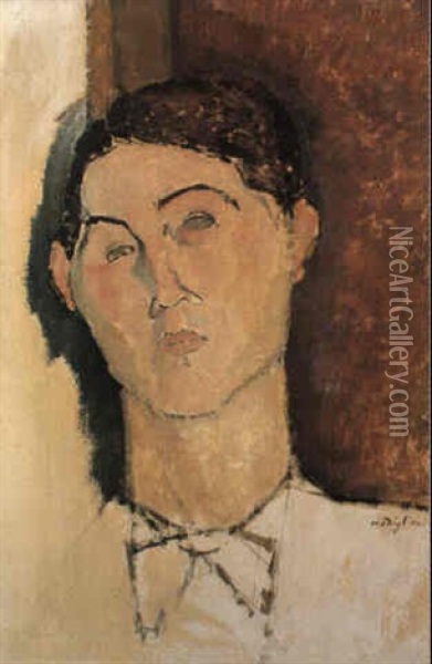 Tete De Jeune Homme (conrad Moricand?) Oil Painting - Amedeo Modigliani