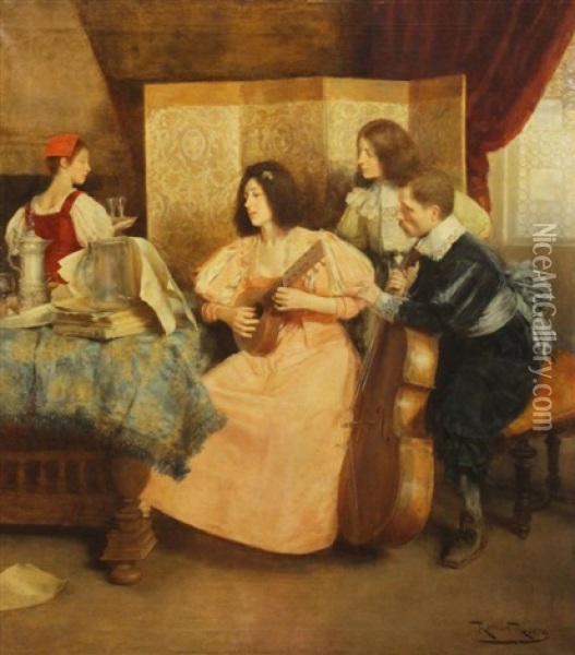 The Music Rehearsal Oil Painting - Roman Ribera Cirera