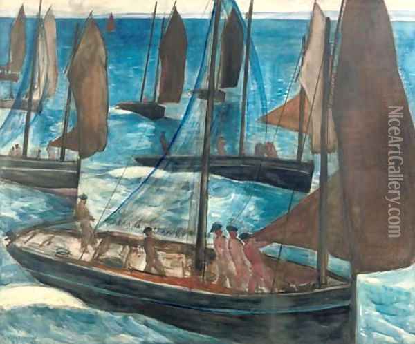 Sailing boats, Douarnenez Oil Painting - Gerrit Willem Van Blaaderen