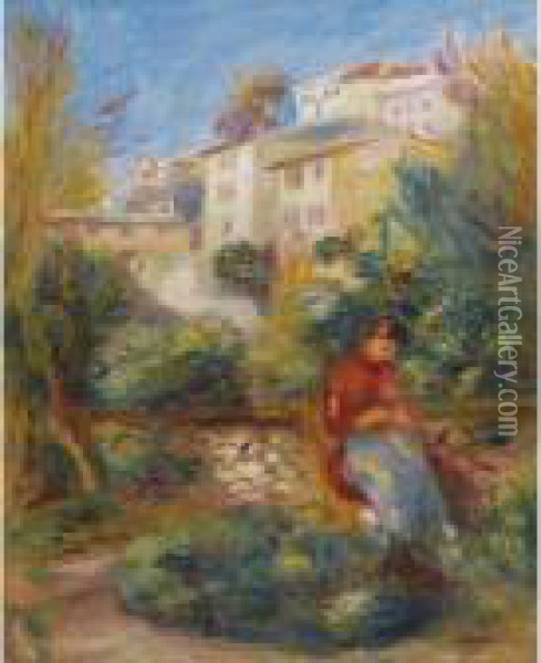 La Terrasse A Cagnes Oil Painting - Pierre Auguste Renoir