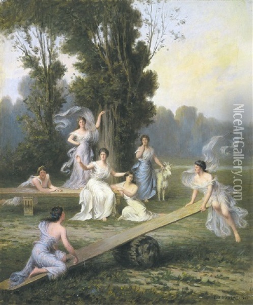 La Balance Oil Painting - Emile-Louis Foubert