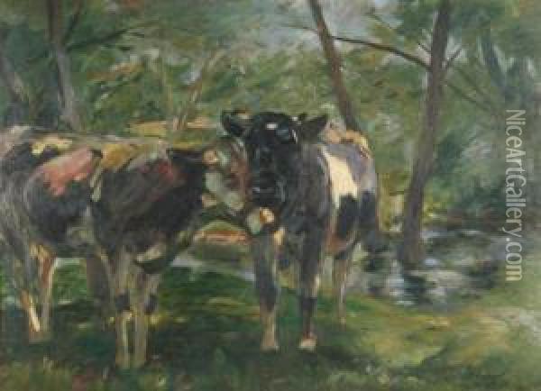 Kuhe Auf Der Weide, Wohl Kopie Nach Heinrich V. Zugel Oil Painting - Josef Schappe