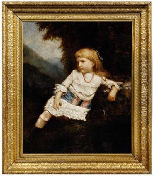 Portrait Of A Young Girl In
Mountain Landscape Oil Painting - William Frefichs