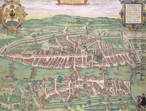 Map of Zurich from Civitates Orbis Terrarum Oil Painting - Joris Hoefnagel