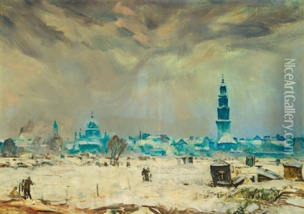 Blick Auf Das Winterliche Potsdam Oil Painting - Ulrich Huebner