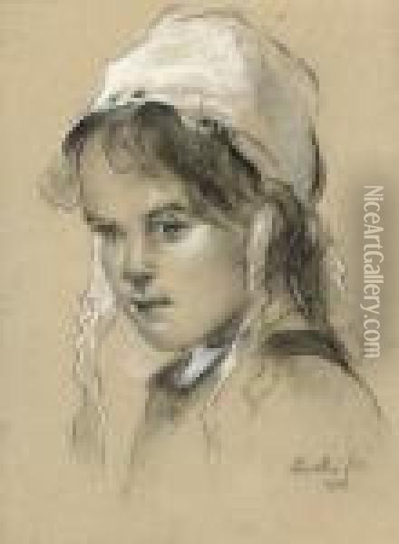 Study Of Young Girl Oil Painting - Philip Alexius De Laszlo