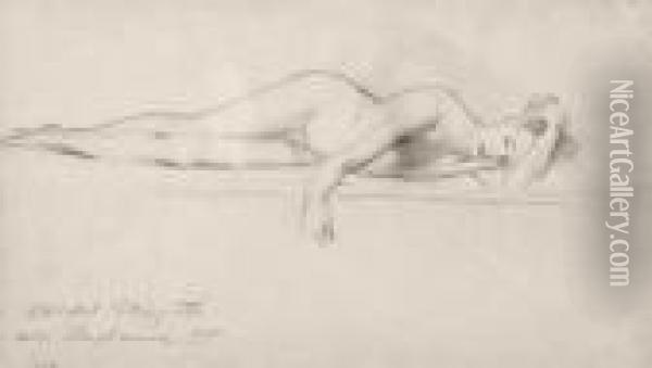 Reclining Young Male Nude Oil Painting - John Singer Sargent