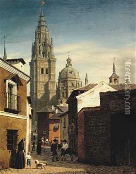 Parti Ved Domkirken I Toledo Oil Painting - Heinrich Hansen