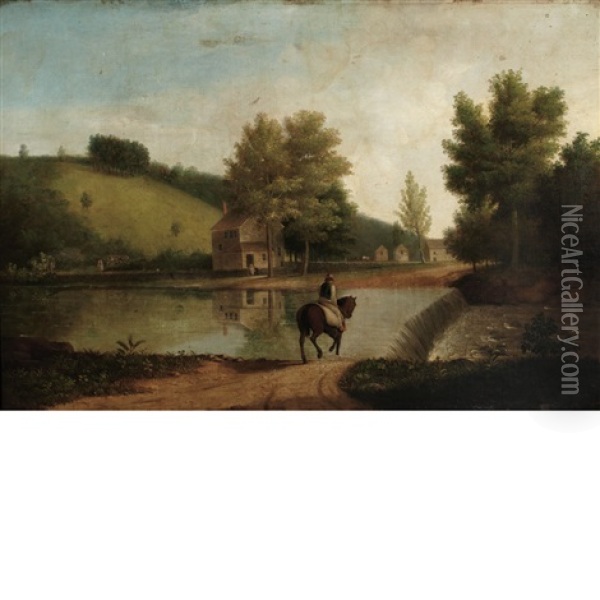 Crossing The Ford Oil Painting - Thomas Birch