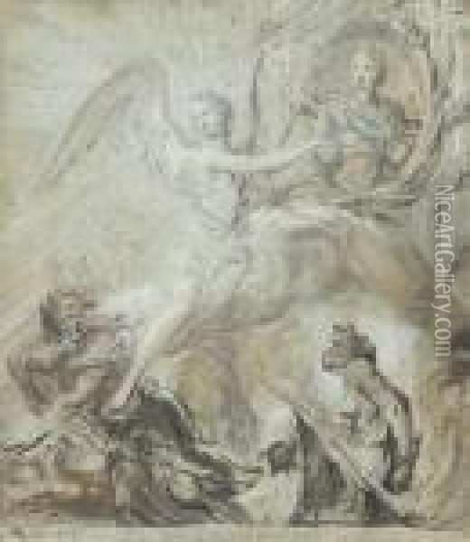 Allegorie Pour Le Prince De La Paix Oil Painting - Gabriel De Saint Aubin