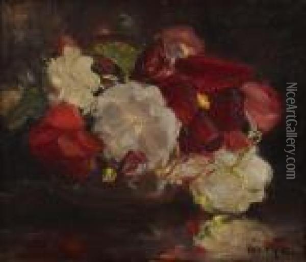 Still Life Of Pansies Oil Painting - Kate Wylie