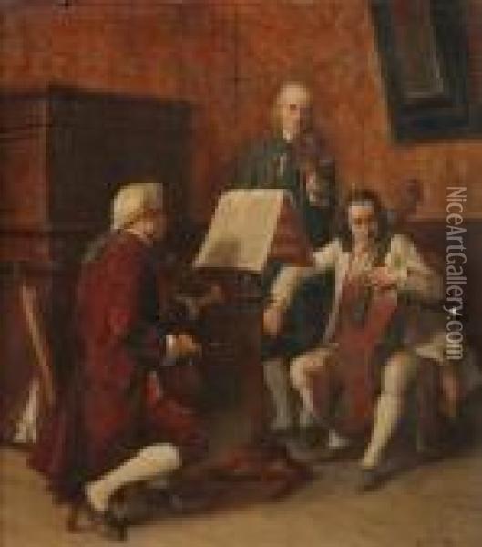Three Musicians Oil Painting - Benjamin Eugene Fichel