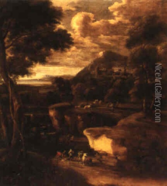 An Italianate River Landscape With Fishermen Oil Painting - Pieter Bout