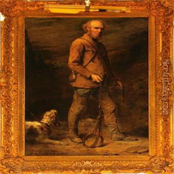 With His Dog Oil Painting - Alphonse Frederic Muraton