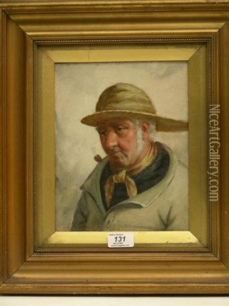 Fisher Folk Bust Portraits Oil Painting - David W. Haddon