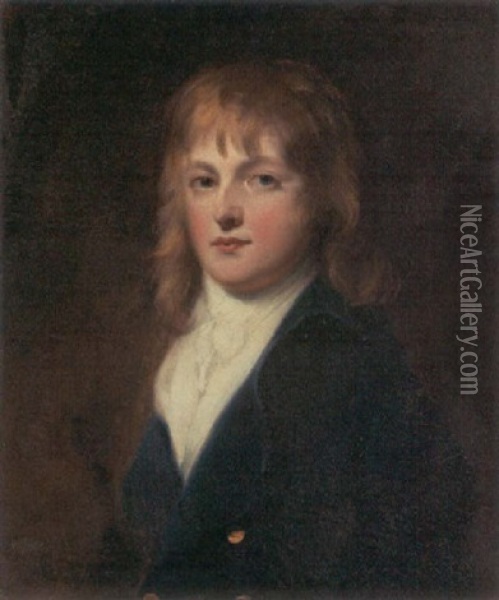 Portrait Of The Hon. Peniston Lamb In A Blue Coat And White Cravat Oil Painting - John Russell